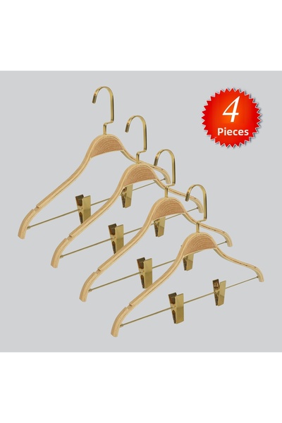 NYN Wooden Nickel Lama Hooked Clothespin Blouse Skirt Hanger 4 Pieces