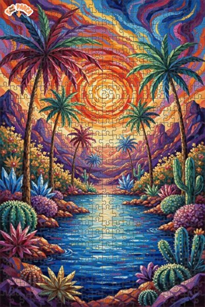 Teona Ahşap لغز خشبي بتصميم غروب الشمس في الصحراء، 500 قطعة، 50×30 سم