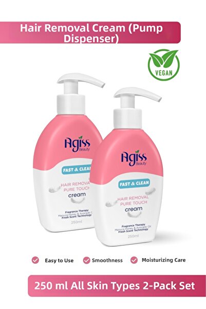 AGISS عبوتين من كريم إزالة الشعر 250 مل (مع مضخة)