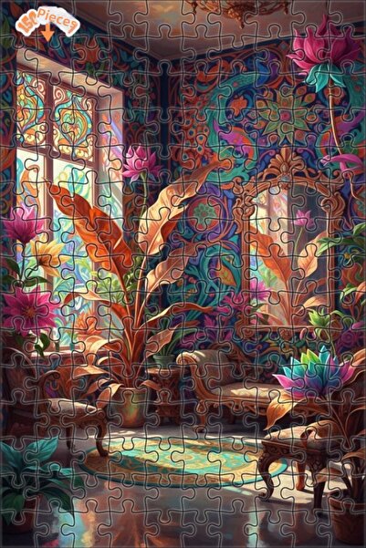 Teona Ahşap لغز خشبي بإطار مزدوج الطبقات بمظهر لوحة زيتية فنية بوهيمية 150 قط...