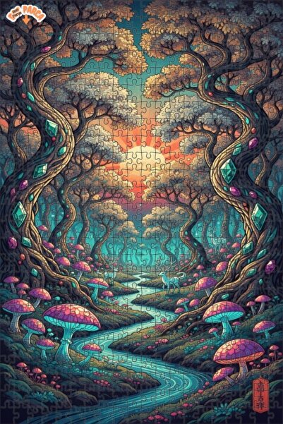 Teona Ahşap لغز خشبي مؤطر بطبقتين من الأشجار الكريستالية في الغابة السحرية 50...