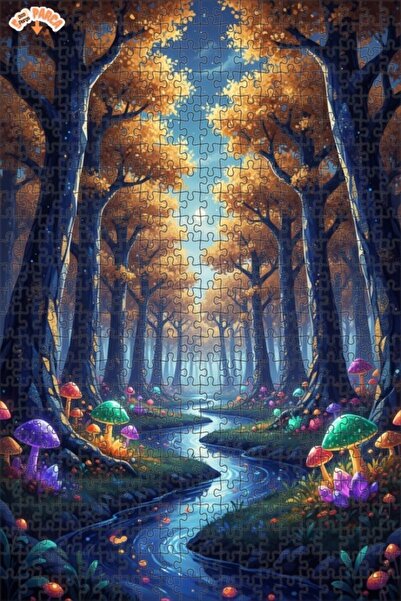 Teona Ahşap Magical Forest River Oil Painting Look Art Wooden Puzzle 500 Piec...