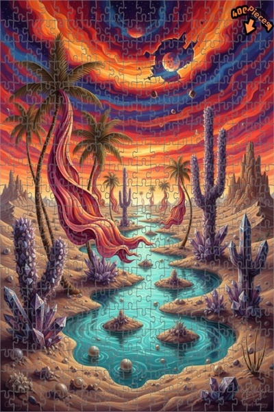 Teona Ahşap لغز فني بمظهر لوحة زيتية لصحراء سايكيدليك، 400 قطعة، 35×35