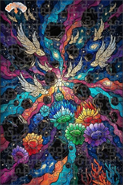 Teona Ahşap لغز خشبي بإطار مزدوج الطبقات بتصميم الأسماك ذات الزعانف والزهور ا...