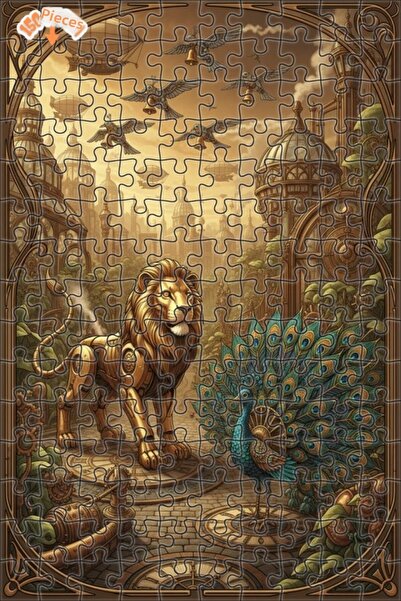 Teona Ahşap لغز خشبي ميكانيكي على شكل أسد مبهر بإطار مزدوج الطبقات 150 قطعة 2...