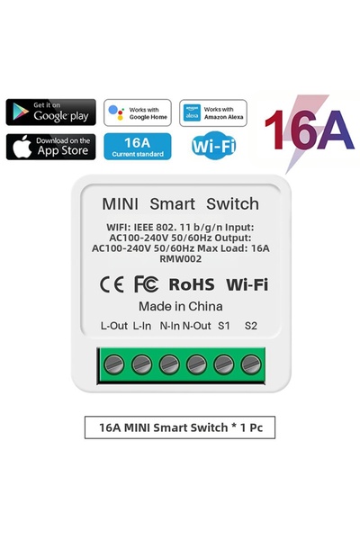 XMSJ مفتاح ذكي 16 أمبير 16 أمبير مفتاح واي فاي مفاتيح ذكية ثنائية الاتجاه DIY...