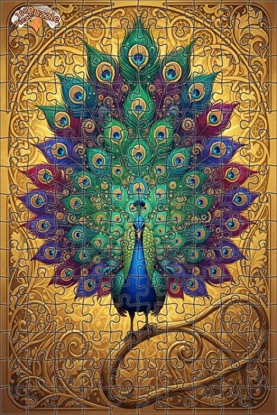 Teona Ahşap Majestic Peacock Oil Painting Look Art Wooden Puzzle Double Layer...