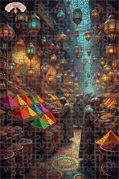 Teona Ahşap لغز خشبي بإطار مزدوج الطبقات بمظهر لوحة زيتية يشبه السوق الشرقي ا...