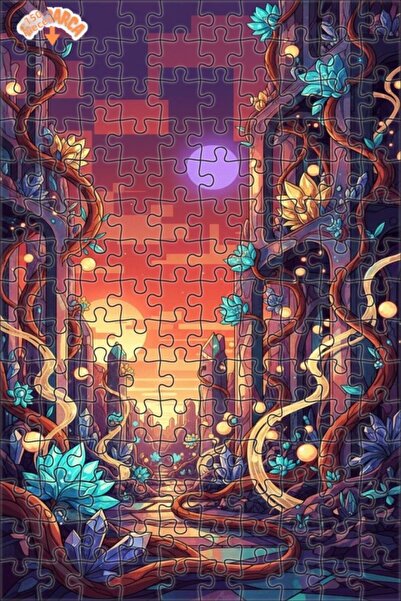 Teona Ahşap Mysterious Crystal Forest Double Layer Framed Wooden Puzzle 150 P...