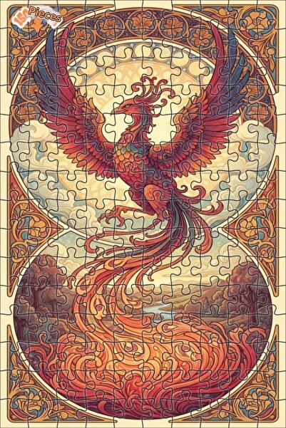 Teona Ahşap Emerald Phoenix Art Double Layer Framed Wooden Puzzle 150 Pieces ...