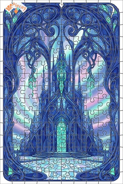 Teona Ahşap Glacier Palace Art Print Wooden Puzzle Double Layer Framed Wooden...