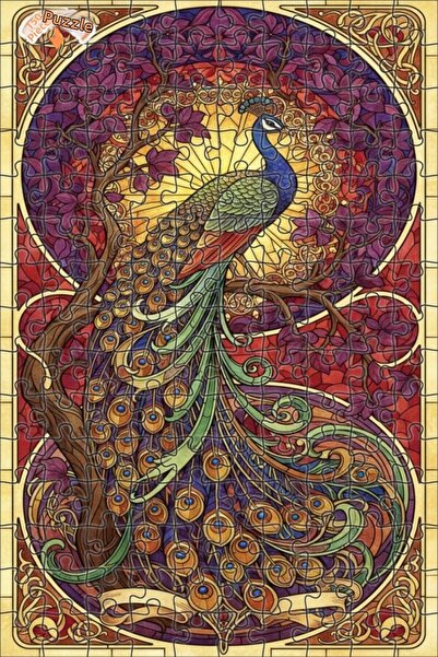 Teona Ahşap Majestic Peacock Artwork Double Layer Framed Wooden Puzzle 150 Pi...