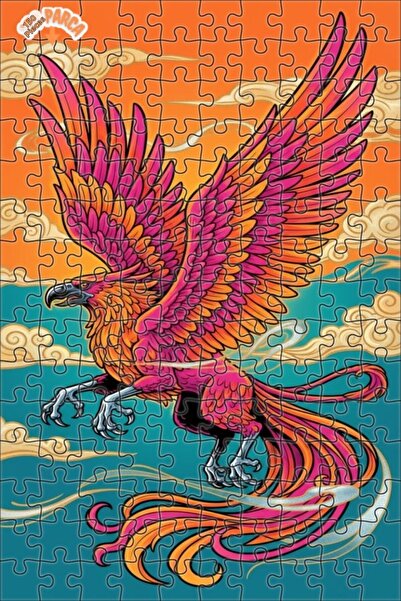 Teona Ahşap Legendary Phoenix Oil Painting Look Double Layer Framed Wooden Pu...