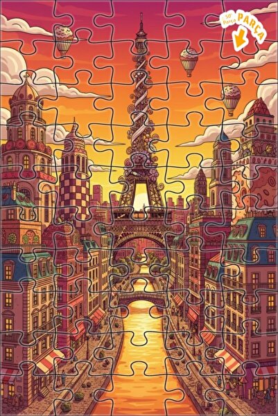 Teona Ahşap لغز خشبي بإطار مزدوج الطبقات على طراز الرسوم المتحركة باريسية 50 ...