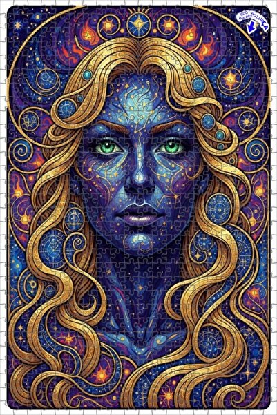 Teona Ahşap لوحة فنية نسائية كونية بمظهر الألوان المائية، لغز خشبي بإطار مزدو...