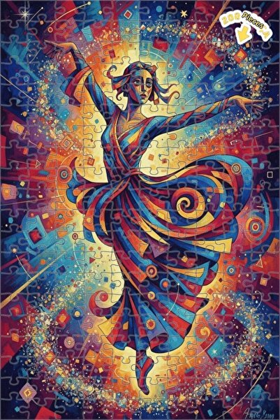 Teona Ahşap لوحة فنية حديثة بتصميم راقص مبهج بمظهر زيتية، لوحة خشبية مؤطرة بط...