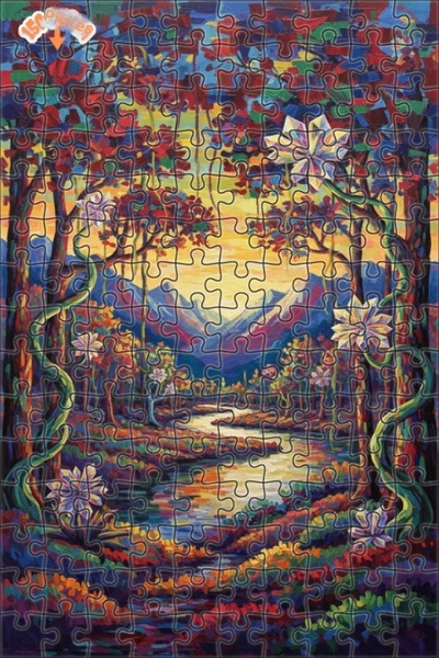 Teona Ahşap لغز خشبي بمظهر لوحة زيتية لجبل الغابة الغامضة، ذو طابقين مع إطار،...