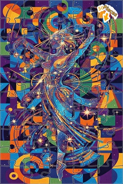 Teona Ahşap لغز خشبي بإطار مزدوج الطبقات بمظهر لوحة زيتية لراقصة الكون، 50 قط...