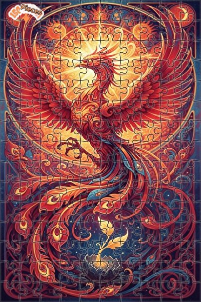 Teona Ahşap لغز خشبي مؤطر بطبقتين بمظهر لوحة زيتية فنية على شكل طائر العنقاء ...