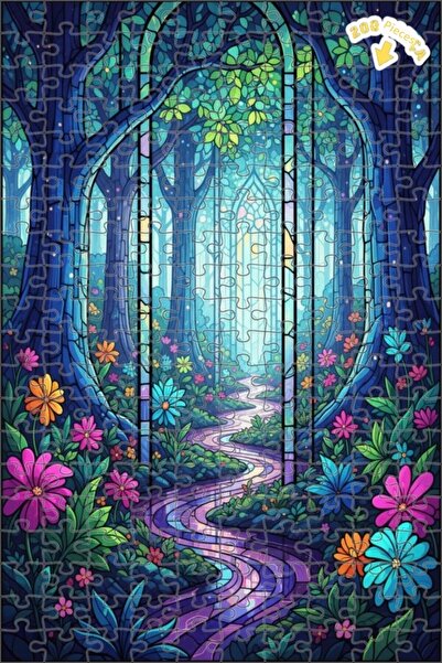 Teona Ahşap لغز خشبي مؤطر بطبقتين من فن الفسيفساء الغابة السحرية 200 قطعة 25x35