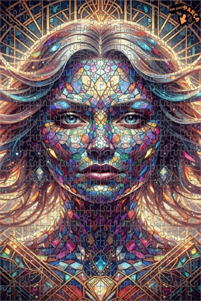 Teona Ahşap لغز خشبي بإطار مزدوج الطبقات بمظهر لوحة زيتية لوجه امرأة فسيفسائي...