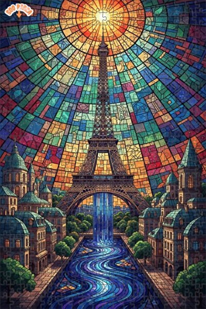 Teona Ahşap لغز خشبي بإطار ذو طابقين مع منظر لبرج إيفل في باريس ونافذة زجاجية...