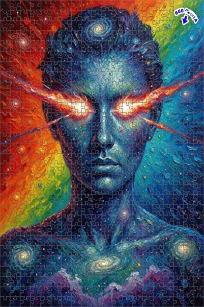 Teona Ahşap لغز خشبي بإطار ذو طبقتين بمظهر لوحة زيتية لشخص ينظر للطاقة الكوني...