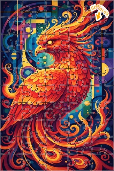 Teona Ahşap لغز خشبي بإطار مزدوج الطبقات بمظهر لوحة زيتية لطائر الفينيق الأحم...