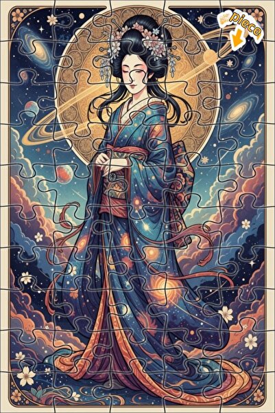 Teona Ahşap Galaxy Cosmic Geisha Double Layer Framed Wooden Puzzle 50 Pieces ...