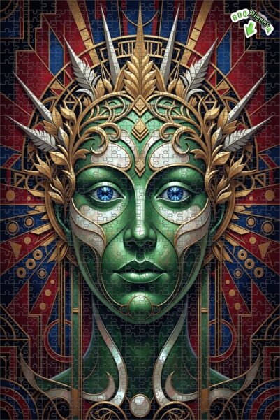 Teona Ahşap لغز خشبي بإطار مزدوج الطبقات بتصميم آرت ديكو على شكل إلهة خضراء 8...