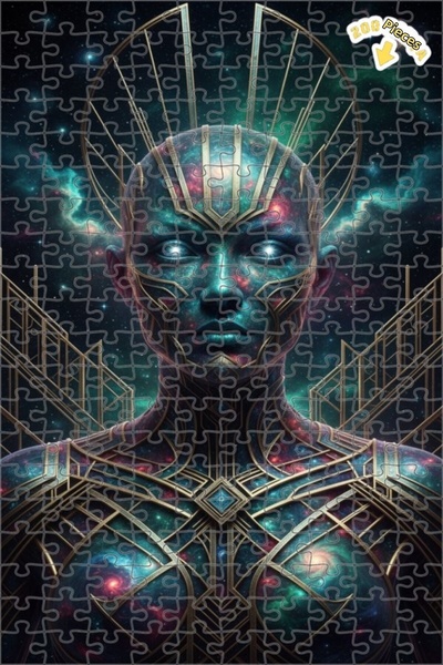 Teona Ahşap لوحة فنية بتصميم إنساني فلكي كوني، لوحة زيتية بإطار خشبي مزدوج ال...