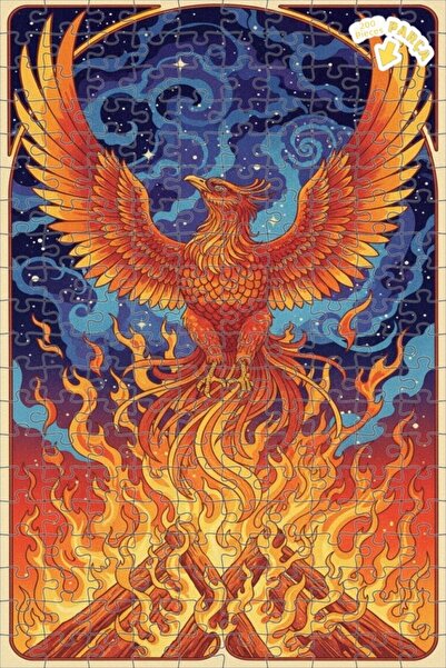 Teona Ahşap لوحة فنية بتأثير الزيت لطائر الفينيق الأحمر 200 قطعة 25×35