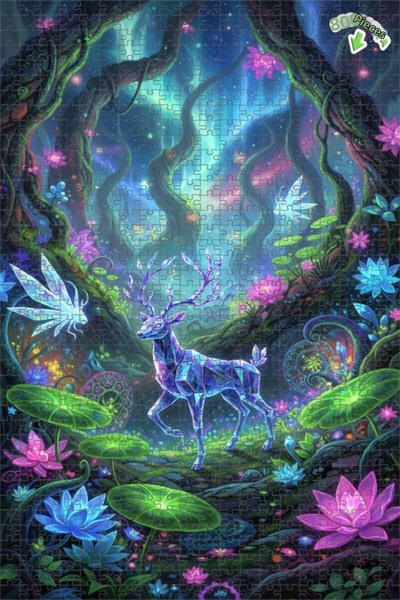 Teona Ahşap لغز خشبي سحري من كريستال غيرل فورست، لغز خشبي بإطار مزدوج الطبقات...