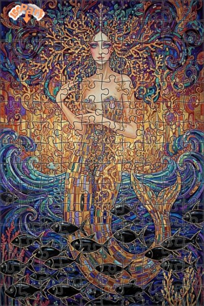 Teona Ahşap لغز خشبي بإطار مزدوج الطبقات بمظهر عمل فني لحورية البحر 150 قطعة ...