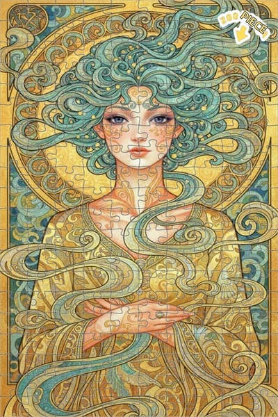 Teona Ahşap لغز خشبي مؤطر بطبقتين بتصميم فني نوو يصور شخصية امرأة بمظهر الألو...