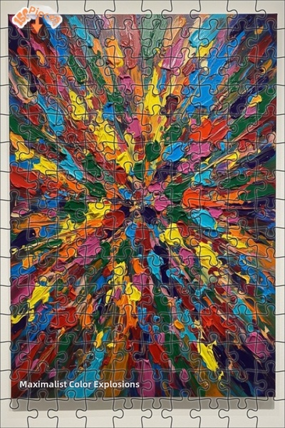 Teona Ahşap Exploding Colorful Oil Painting Look Wooden Puzzle 150 Pieces 20X30