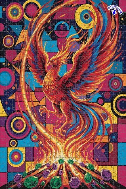 Teona Ahşap لغز فني رائع على شكل طائر الفينيق 600 قطعة 50x35