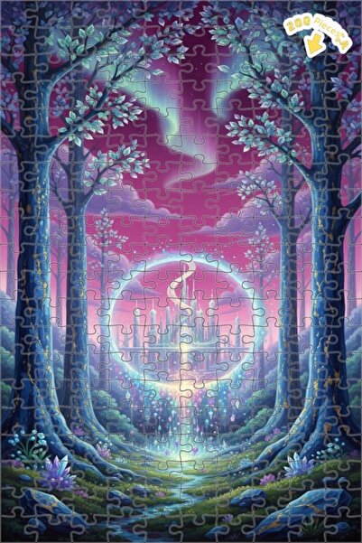 Teona Ahşap لغز خشبي مؤطر بطبقتين بمظهر لوحة زيتية لقصر الغابة السحرية 200 قط...