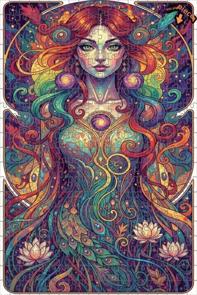 Teona Ahşap لوحة فنية سحرية بمظهر الألوان المائية للنساء، لغز خشبي بإطار مزدو...