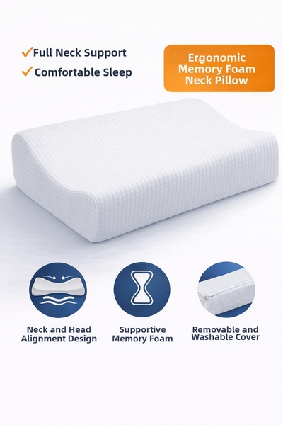 Loselya Ergonomic 100% Bamboo Viscose Pillow with Double Neck Support 38X55Cm...