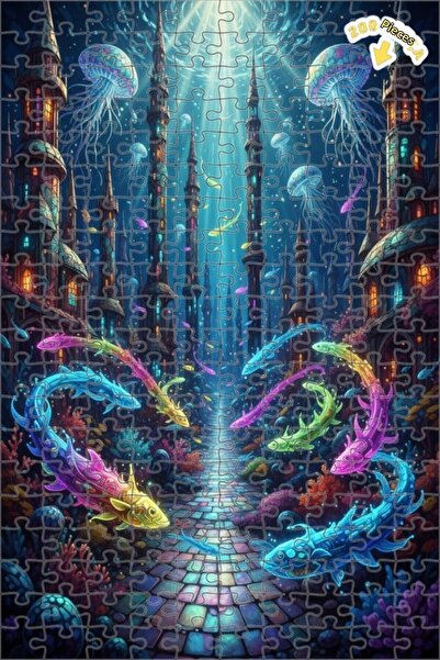 Teona Ahşap لغز قلعة تحت البحر الرائعة 200 قطعة 25×35