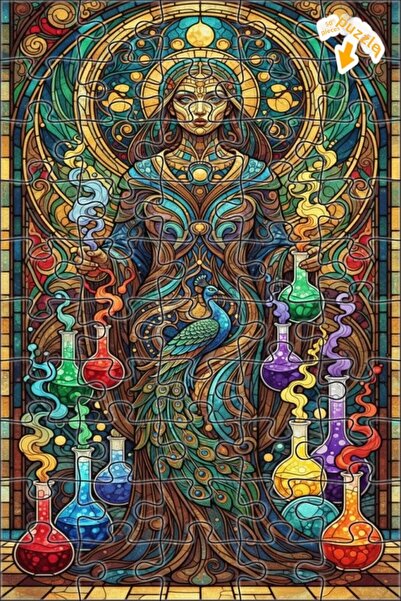 Teona Ahşap لغز خشبي مؤطر بطبقتين بنمط الساحرة السحرية والببغاء 50 قطعة 15×25