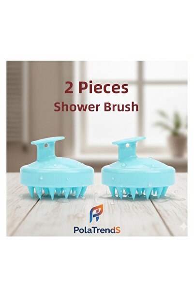 POLATREND مشط شامبو مكون من قطعتين من السيليكون لتدليك فروة الرأس