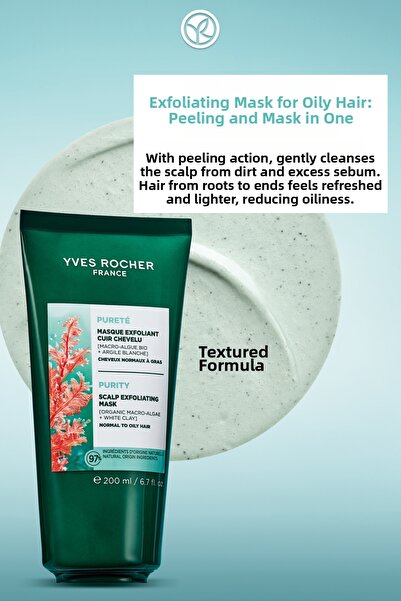 Yves Rocher Hair Peeling and Mask That Purifies Hair with Fluid Cream and Par...