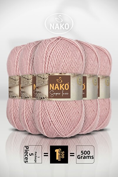 NAKO Super Pearl - 10275 Pinkish Powder - 5-Pack - 100Gr/260M - Hand Knitting...