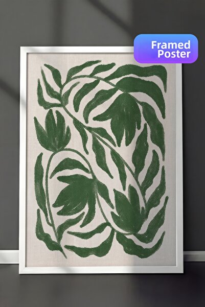 Postifull Pictură înrămată pe pânză Green Botanical, pictură verticală pe per...