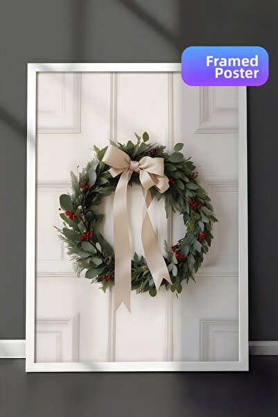 Postifull Tablou cu rama alba, poster de Anul Nou, decor de Anul Nou, Eucalyp...