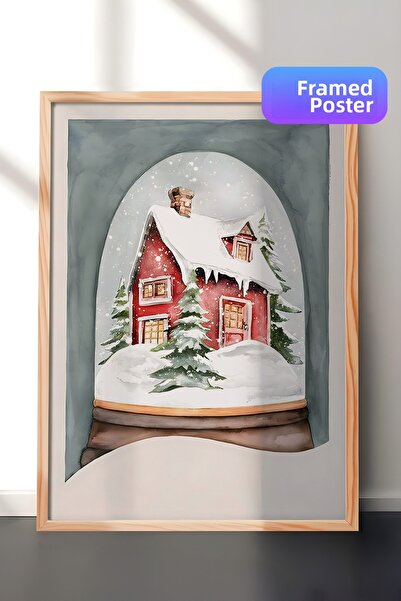 Postifull Tablou cu rama din lemn, poster de Anul Nou, decor de Anul Nou, Cry...