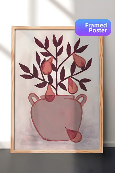 Postifull Tablou cu rama din lemn, set de postere si rame, seria Pear Plant C...