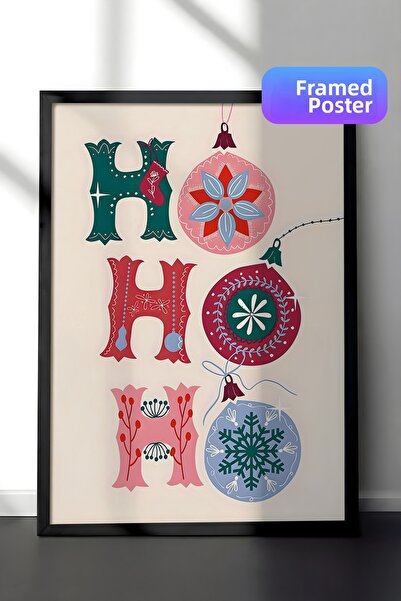 Postifull Tablou cu rama neagra, poster de Anul Nou cu rama, decor de Anul No...